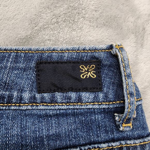 Simply Vera Vera Wang Jeans Womens 12 Blue Distressed Crop Straight Leg Stretch - Picture 5 of 14